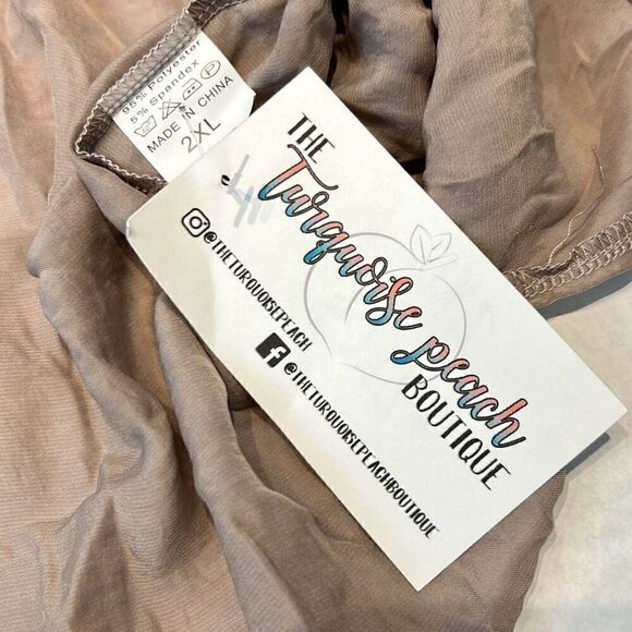 NEW Womens Fashion Tank Cami Top Sz 2XL Neutral Lt Brown Adjustable Straps Ruffl - Picture 5 of 5